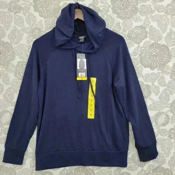 NWT Eddie Bauer Womens Navy Hooded Sweatshirt S - Picture 1 of 7